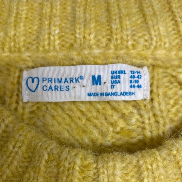 Primark Sweater Oversized Cable Cabincore Knit Bright Yellow Size Medium Large - Picture 2 of 9